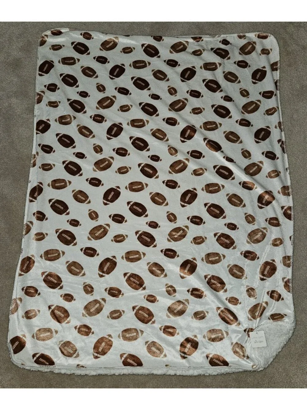 NWOT Football Baby Blanket Soft Fleece Sherpa 30x40 RN 119741 SL Home Fashions